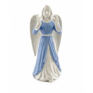 Schmid Japan Porcelain Angel Figurine Blue White Praying Angel 5.5”